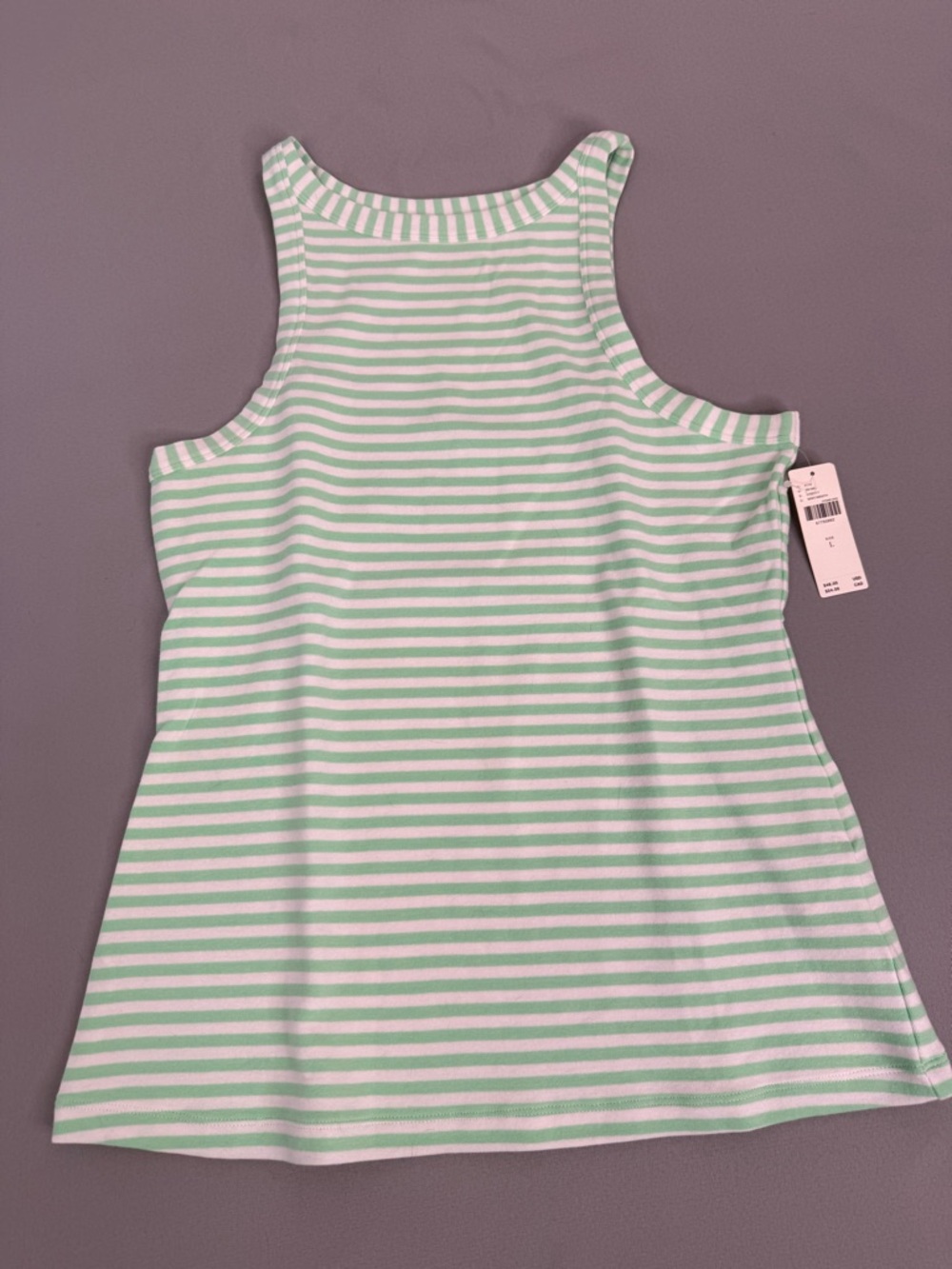 Anthropologie Maeve green white striped tank top size large (runs small) NWT